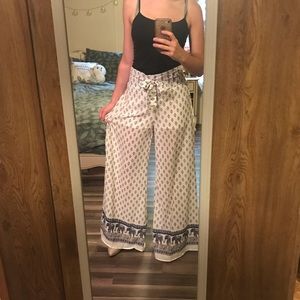 Boho Elephant Print Palazzo Pants